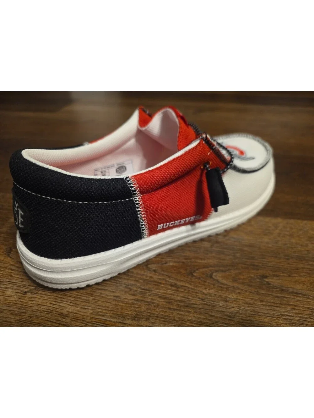 Hey Dude Wally Tri Ohio State Slip On Mens 10 White Red Black Buckeyes Football
